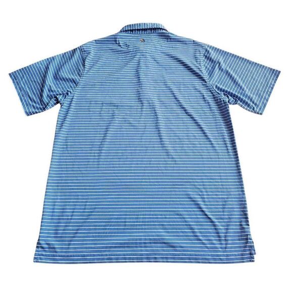Donald Ross mens Sz M blue white striped golf polo shirt logo print - Picture 2 of 8